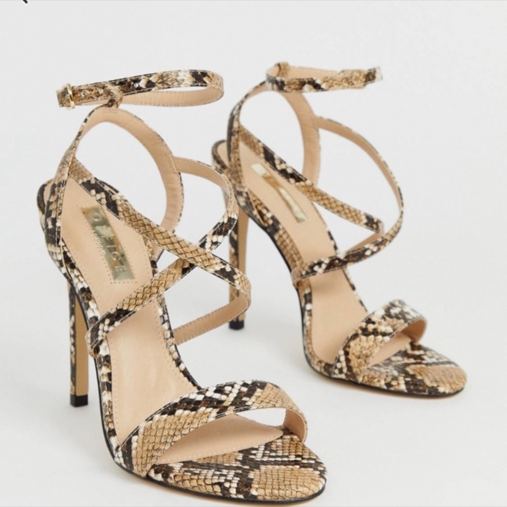 Snake strappy heeled sandal